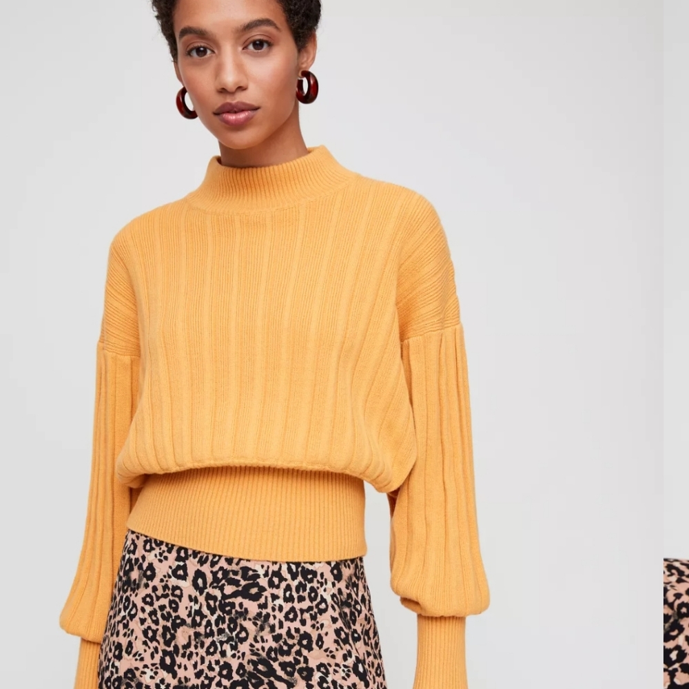 Wilfred Aritzia Yellow Icalma Ribbed Sweaters
